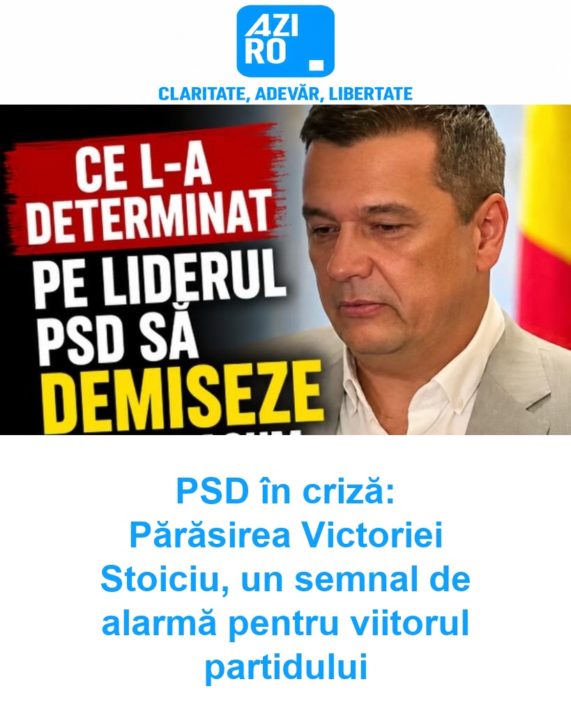 PSD în criză: Părăsirea Victoriei Stoiciu, un semnal de alarmă pentru viitorul partidului