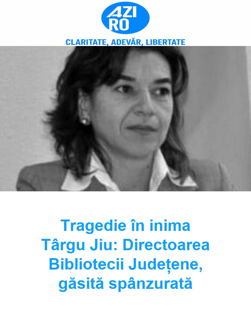 Tragedie în inima Târgu Jiu: Directoarea Bibliotecii Județene, găsită spânzurată