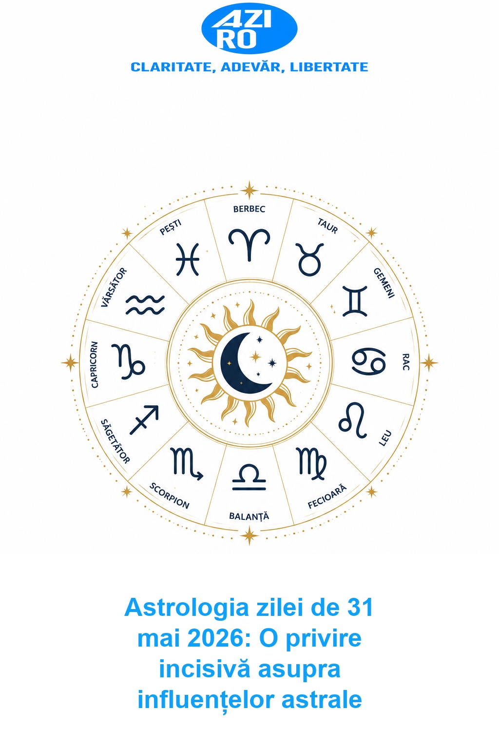 Astrologia zilei de 31 mai 2026: O privire incisivă asupra influențelor astrale