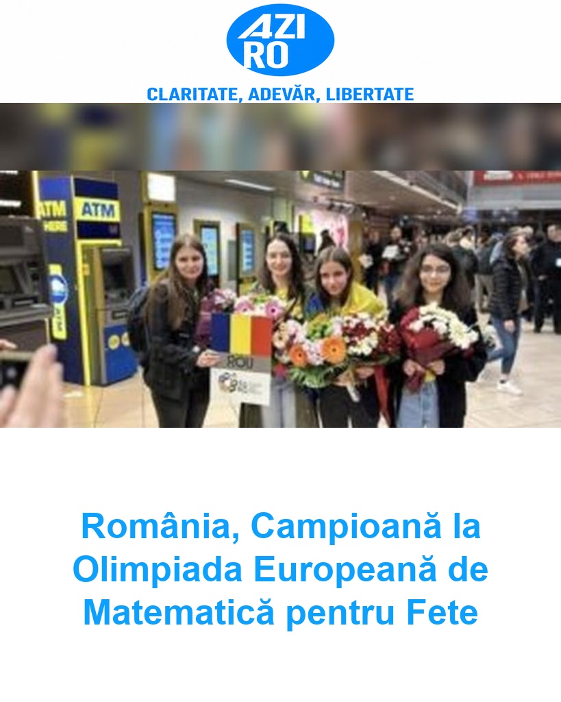 România, Campioană la Olimpiada Europeană de Matematică pentru Fete