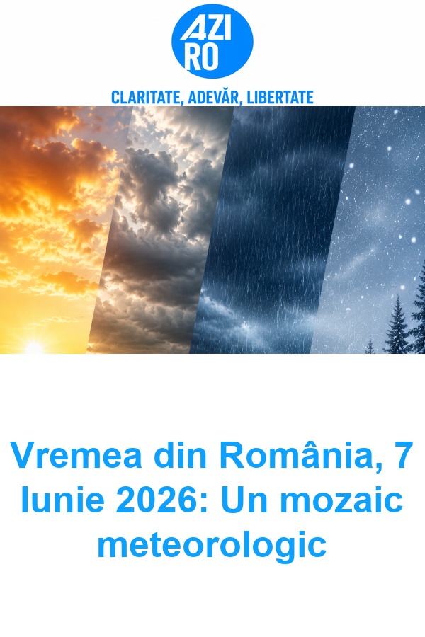 Vremea din România, 7 Iunie 2026: Un mozaic meteorologic