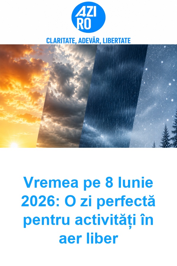 Vremea pe 8 Iunie 2026: O zi perfectă pentru activități în aer liber