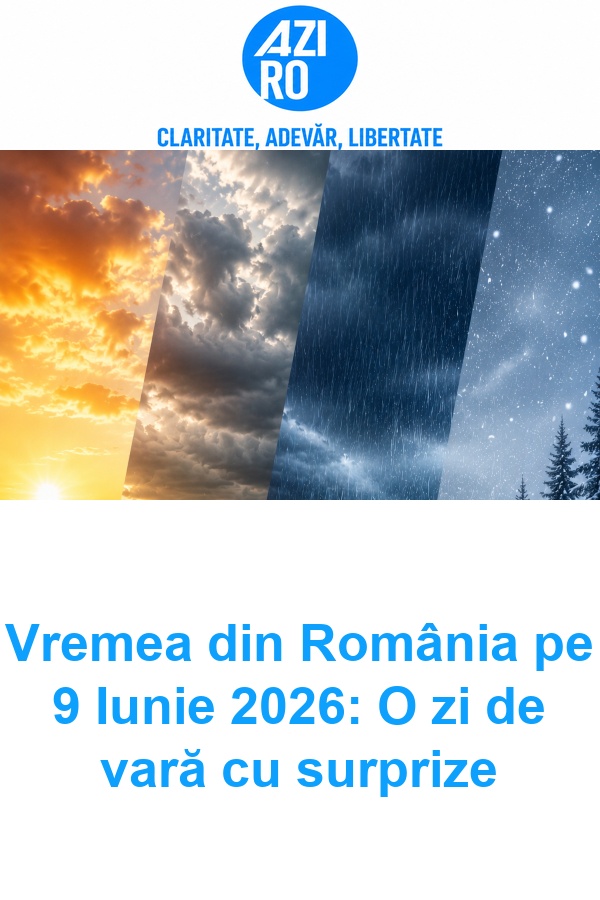 Vremea din România pe 9 Iunie 2026: O zi de vară cu surprize