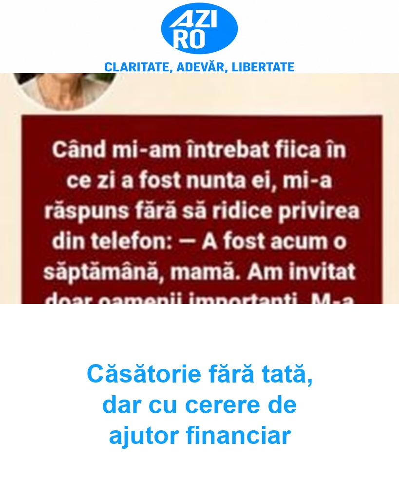 Căsătorie fără tată, dar cu cerere de ajutor financiar