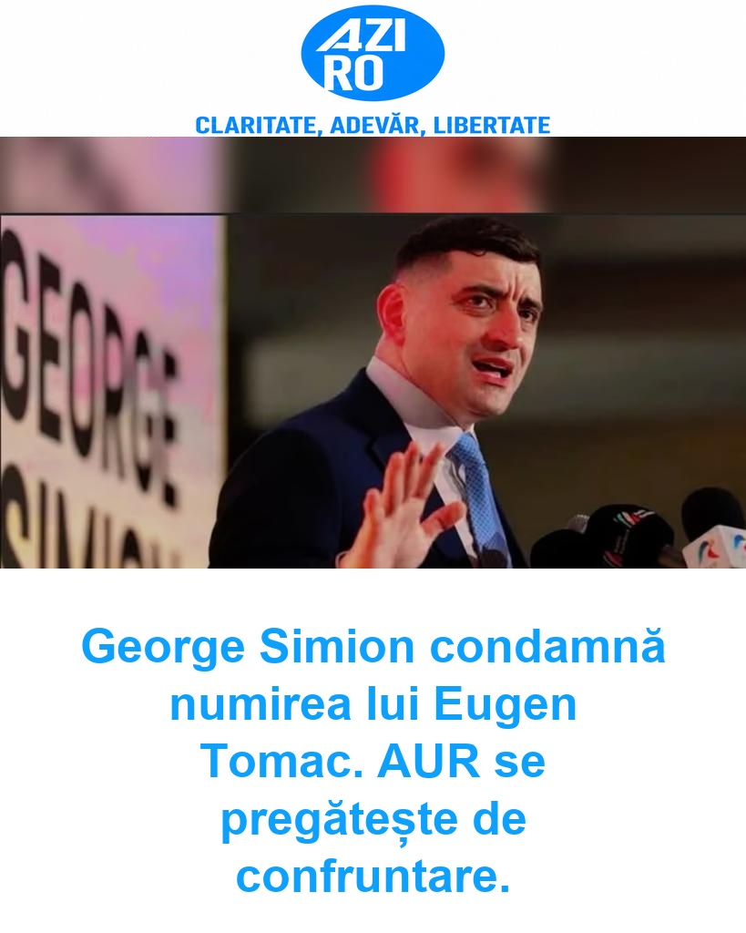 George Simion condamnă numirea lui Eugen Tomac. AUR se pregătește de confruntare.