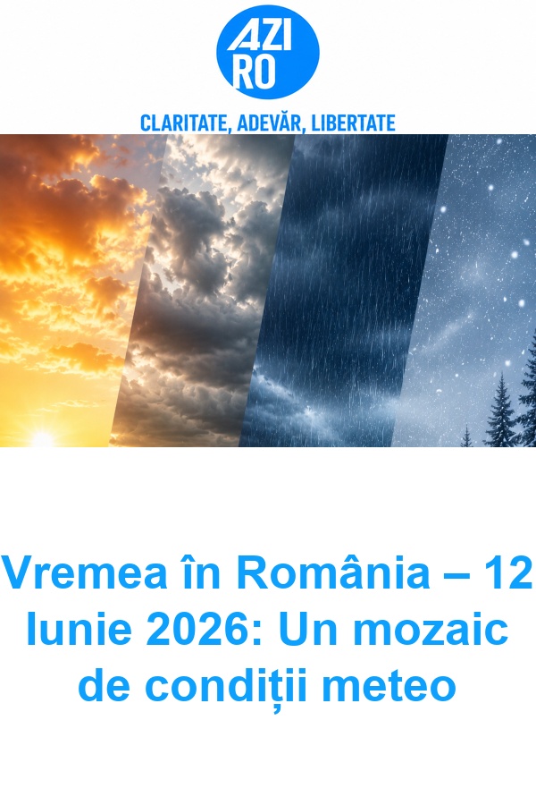 Vremea în România – 12 Iunie 2026: Un mozaic de condiții meteo