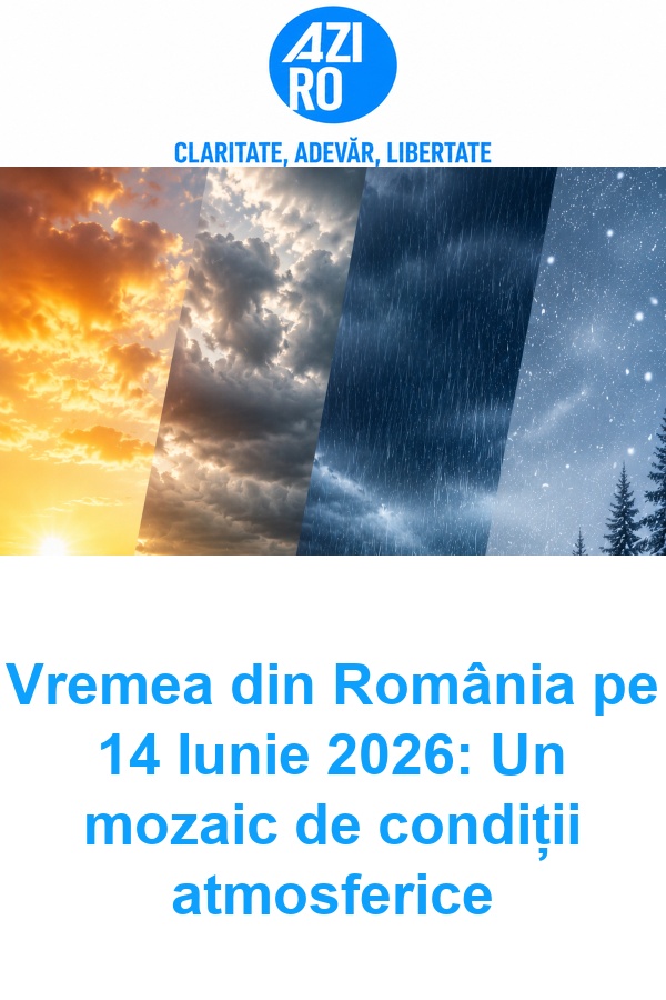 Vremea din România pe 14 Iunie 2026: Un mozaic de condiții atmosferice
