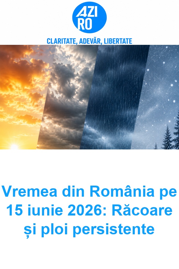 Vremea din România pe 15 iunie 2026: Răcoare și ploi persistente