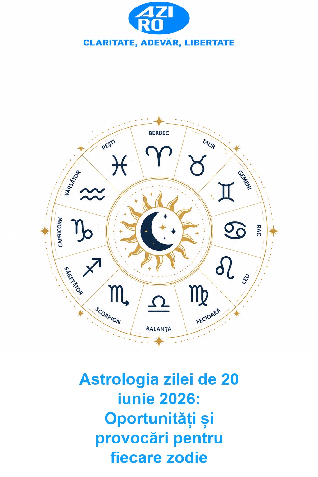 Astrologia zilei de 20 iunie 2026: Oportunități și provocări pentru fiecare zodie