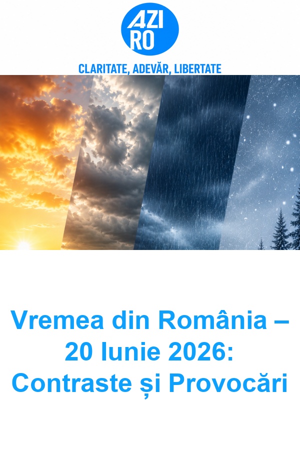 Vremea din România – 20 Iunie 2026: Contraste și Provocări