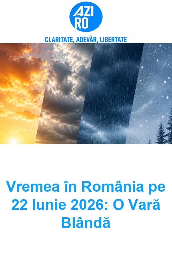 Vremea în România pe 22 Iunie 2026: O Vară Blândă