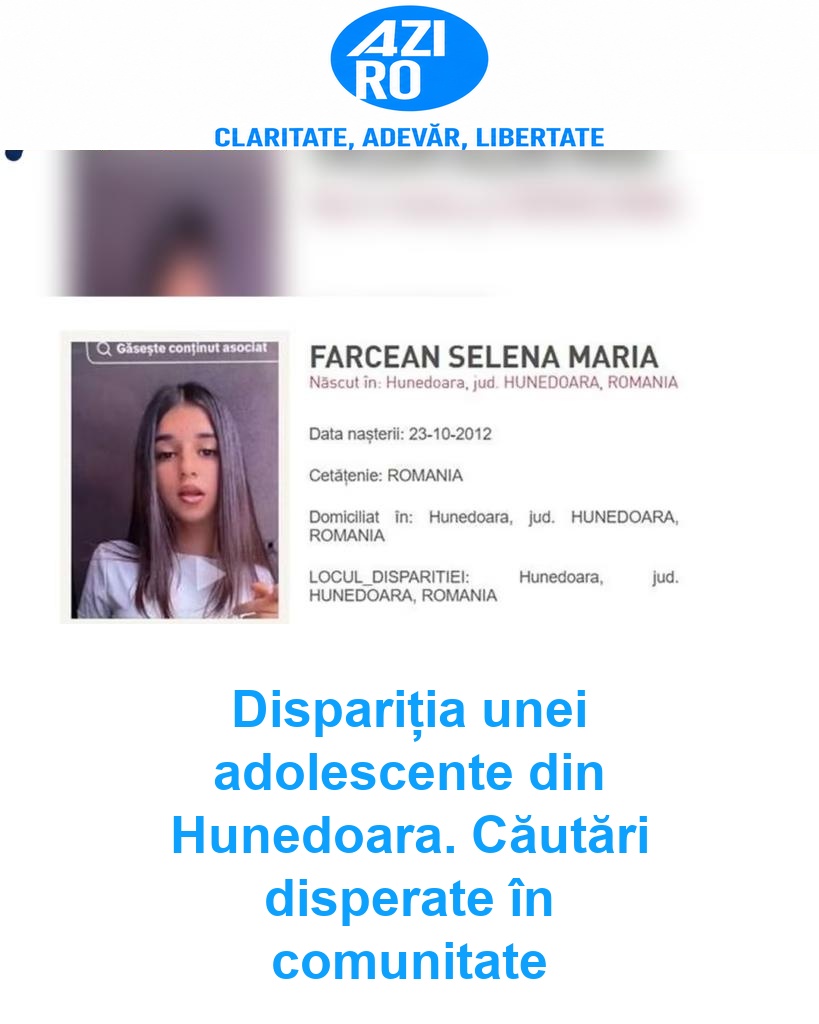 Dispariția unei adolescente din Hunedoara. Căutări disperate în comunitate