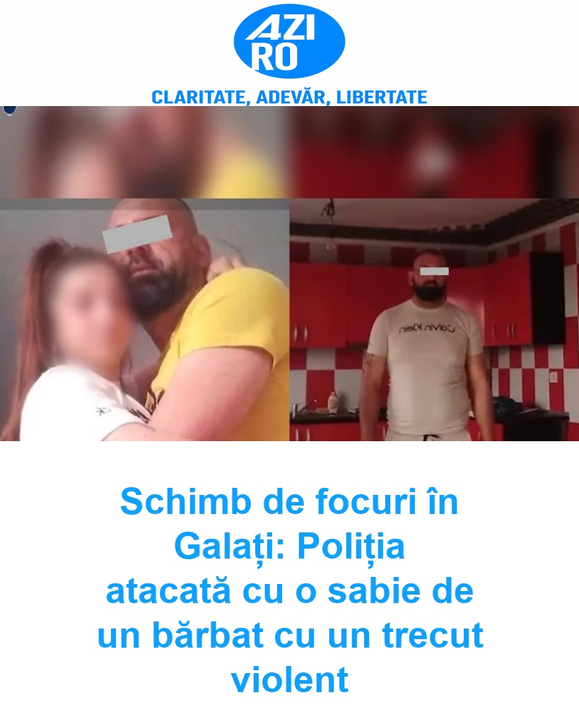 Schimb de focuri în Galați: Poliția atacată cu o sabie de un bărbat cu un trecut violent