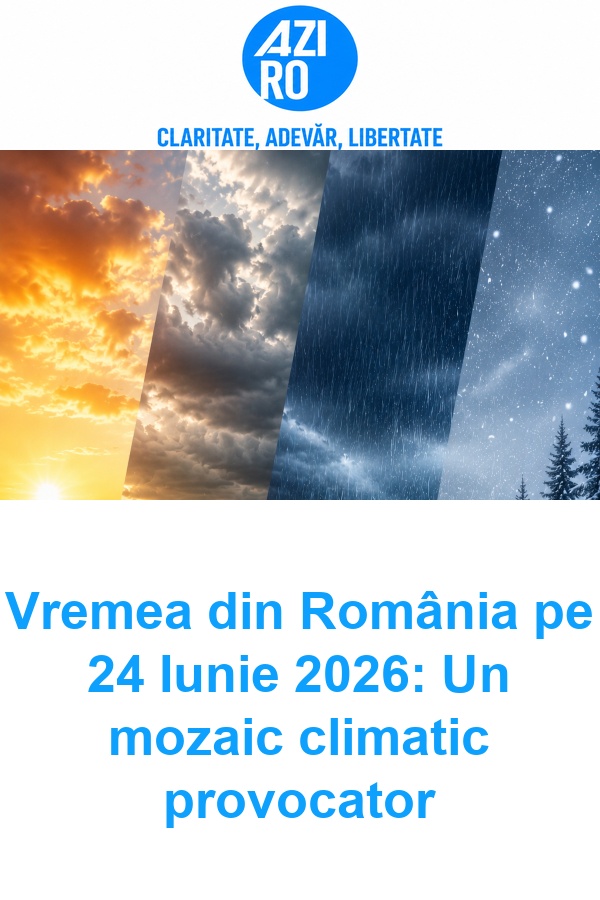 Vremea din România pe 24 Iunie 2026: Un mozaic climatic provocator