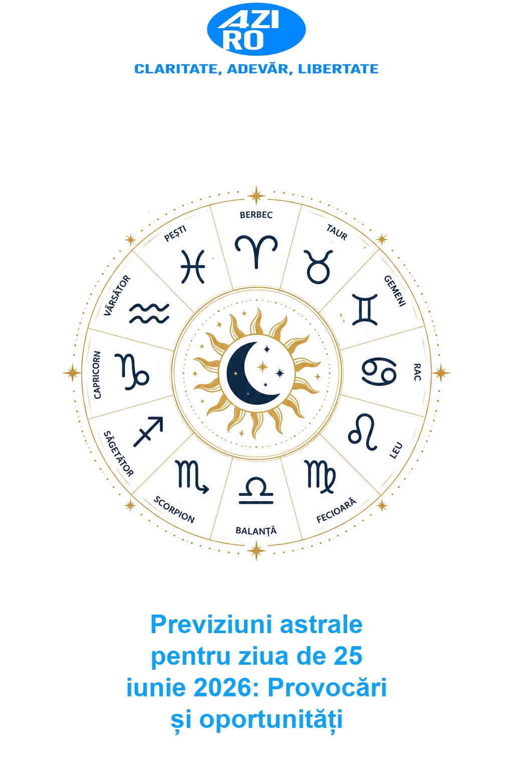 Previziuni astrale pentru ziua de 25 iunie 2026: Provocări și oportunități