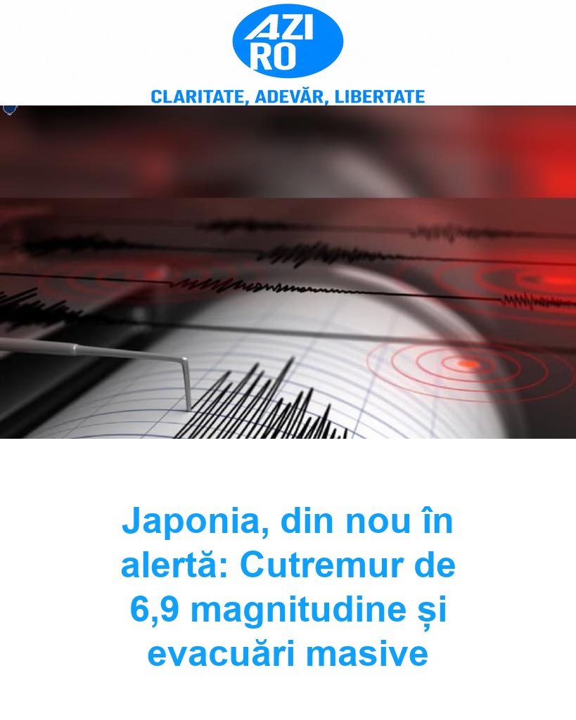 Japonia, din nou în alertă: Cutremur de 6,9 magnitudine și evacuări masive