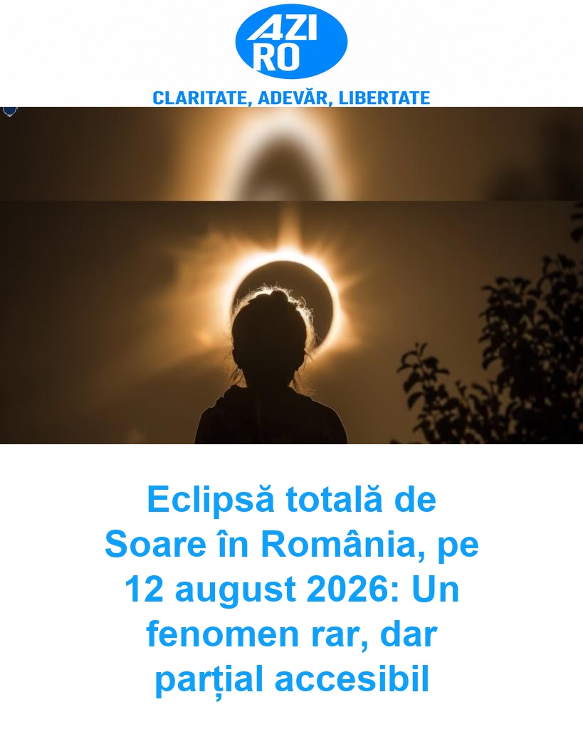 Eclipsă totală de Soare în România, pe 12 august 2026: Un fenomen rar, dar parțial accesibil