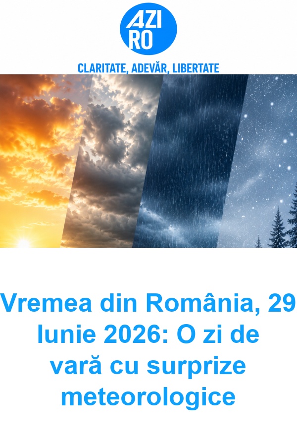 Vremea din România, 29 Iunie 2026: O zi de vară cu surprize meteorologice