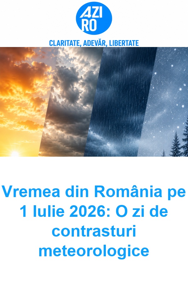 Vremea din România pe 1 Iulie 2026: O zi de contrasturi meteorologice