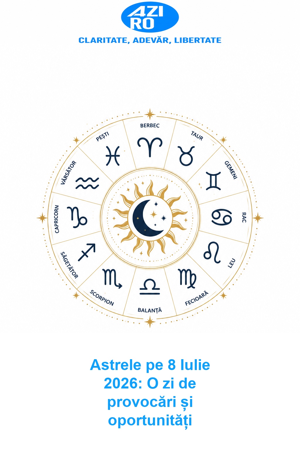Astrele pe 8 Iulie 2026: O zi de provocări și oportunități
