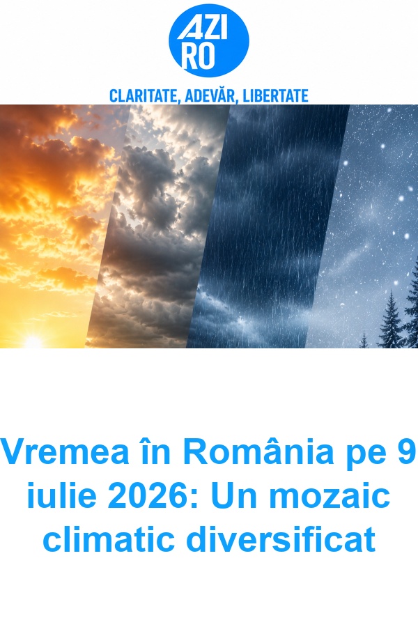 Vremea în România pe 9 iulie 2026: Un mozaic climatic diversificat