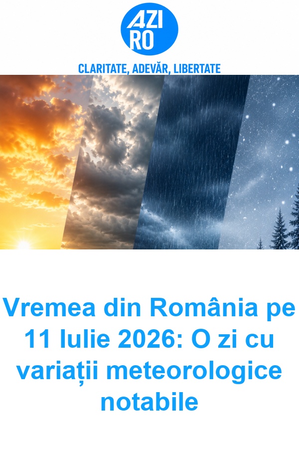 Vremea din România pe 11 Iulie 2026: O zi cu variații meteorologice notabile