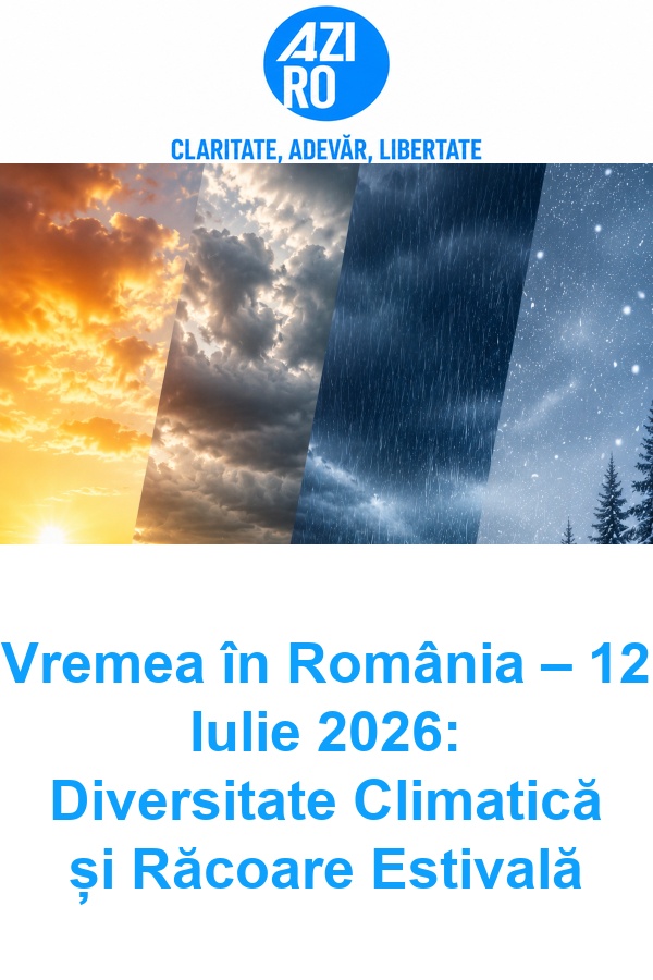 Vremea în România – 12 Iulie 2026: Diversitate Climatică și Răcoare Estivală