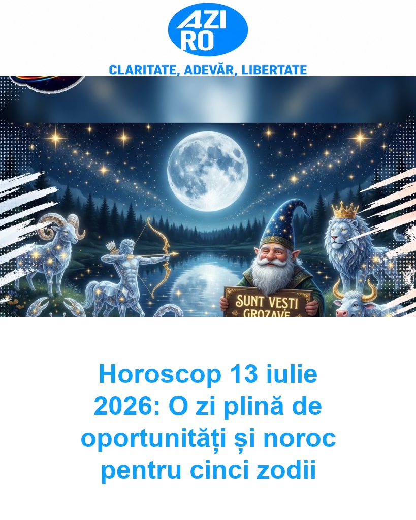 Horoscop 13 iulie 2026: O zi plină de oportunități și noroc pentru cinci zodii