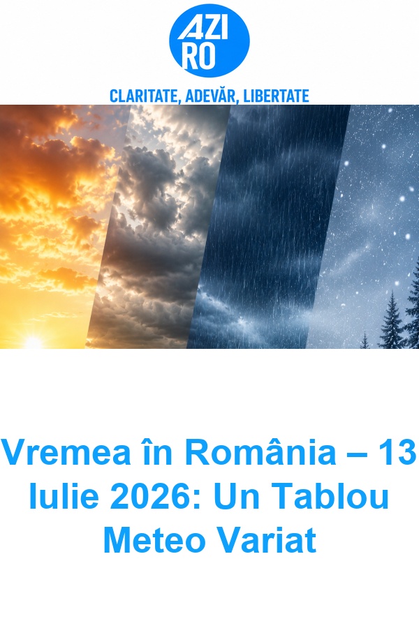 Vremea în România – 13 Iulie 2026: Un Tablou Meteo Variat