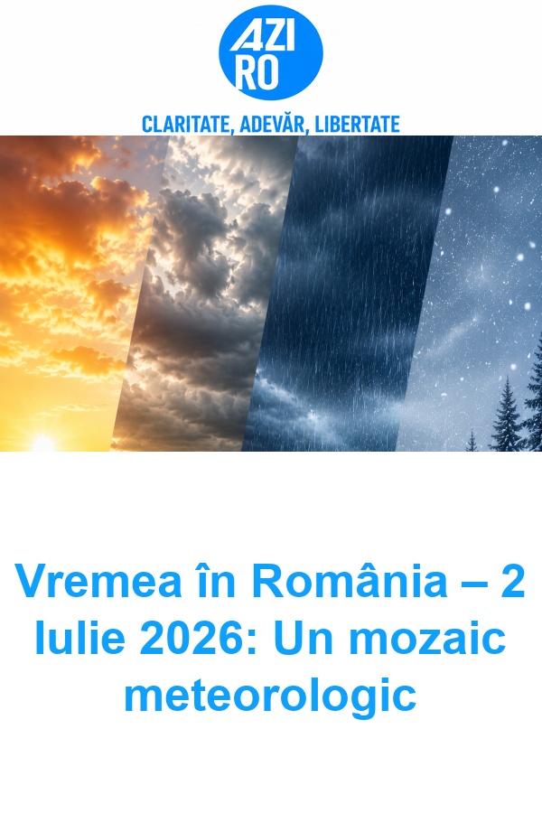 Vremea în România – 2 Iulie 2026: Un mozaic meteorologic