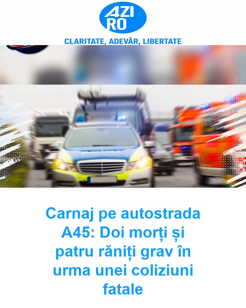 Carnaj pe autostrada A45: Doi morți și patru răniți grav în urma unei coliziuni fatale
