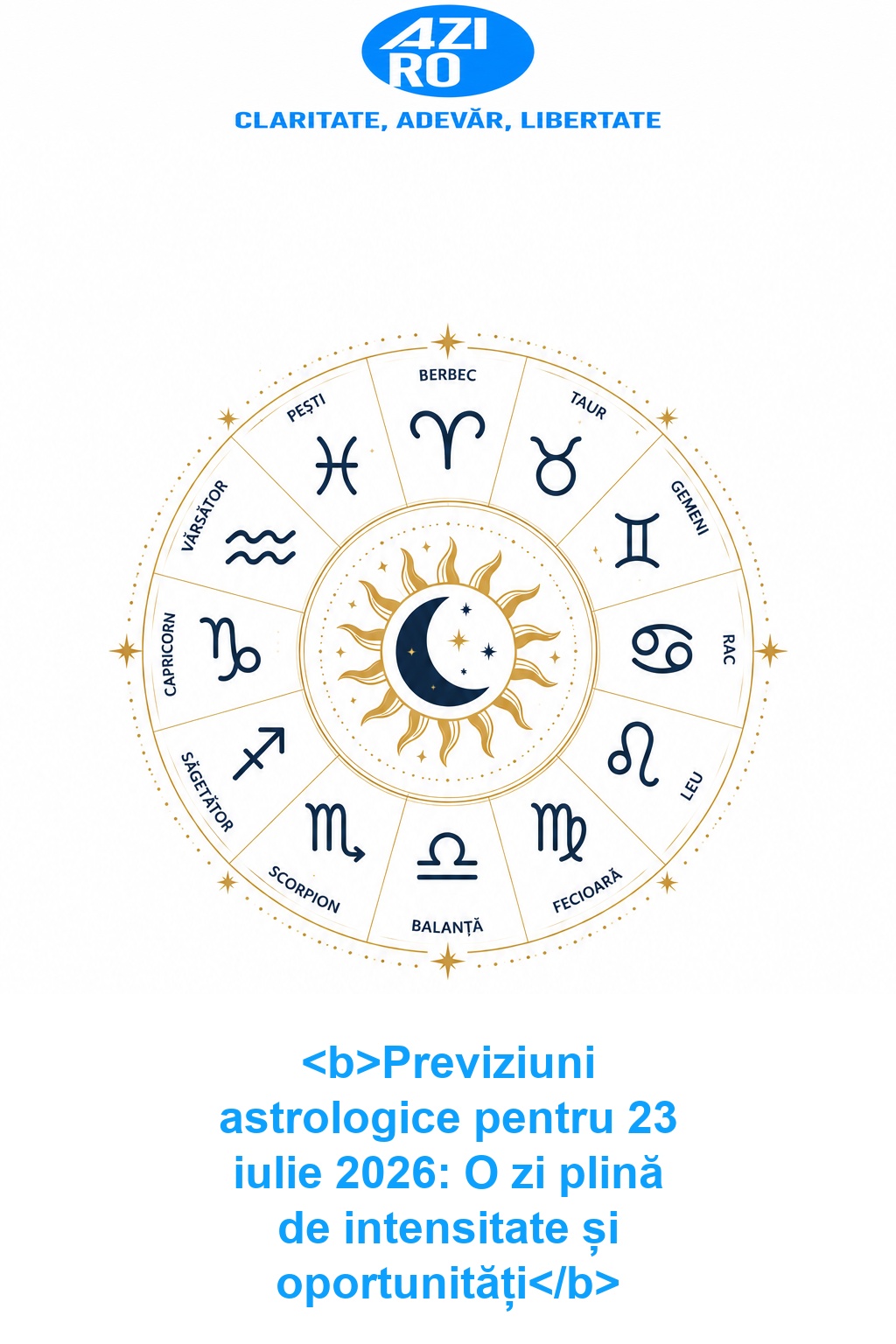 <b>Previziuni astrologice pentru 23 iulie 2026: O zi plină de intensitate și oportunități</b>