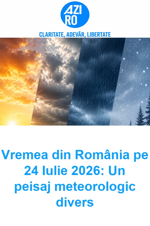 Vremea din România pe 24 Iulie 2026: Un peisaj meteorologic divers