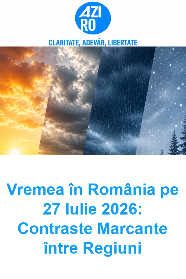 Vremea în România pe 27 Iulie 2026: Contraste Marcante între Regiuni