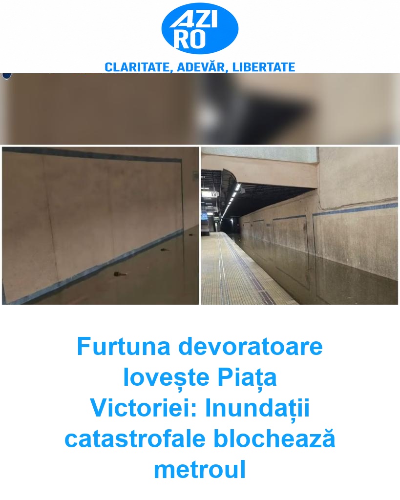 Furtuna devoratoare lovește Piața Victoriei: Inundații catastrofale blochează metroul
