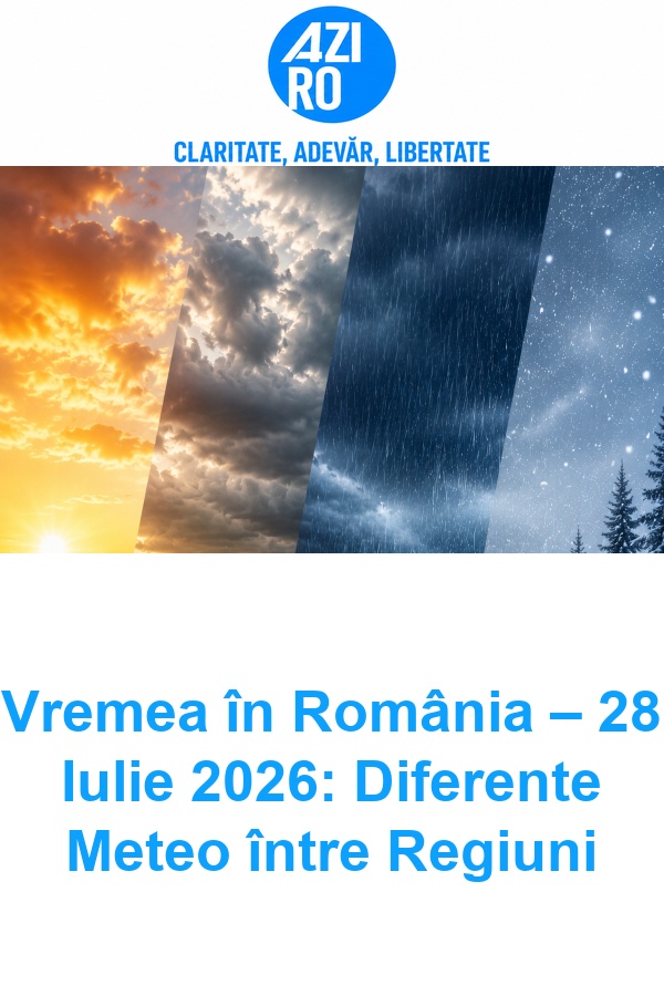 Vremea în România – 28 Iulie 2026: Diferente Meteo între Regiuni