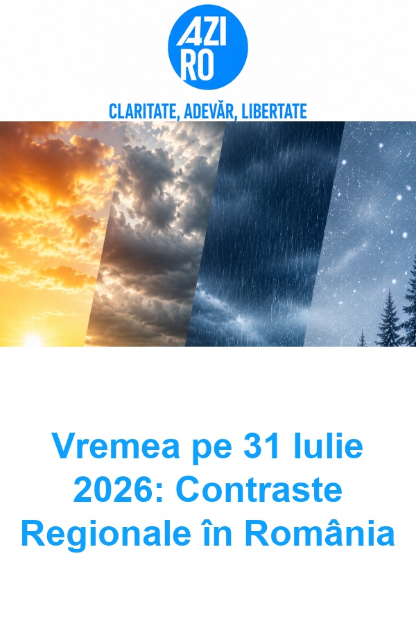 Vremea pe 31 Iulie 2026: Contraste Regionale în România