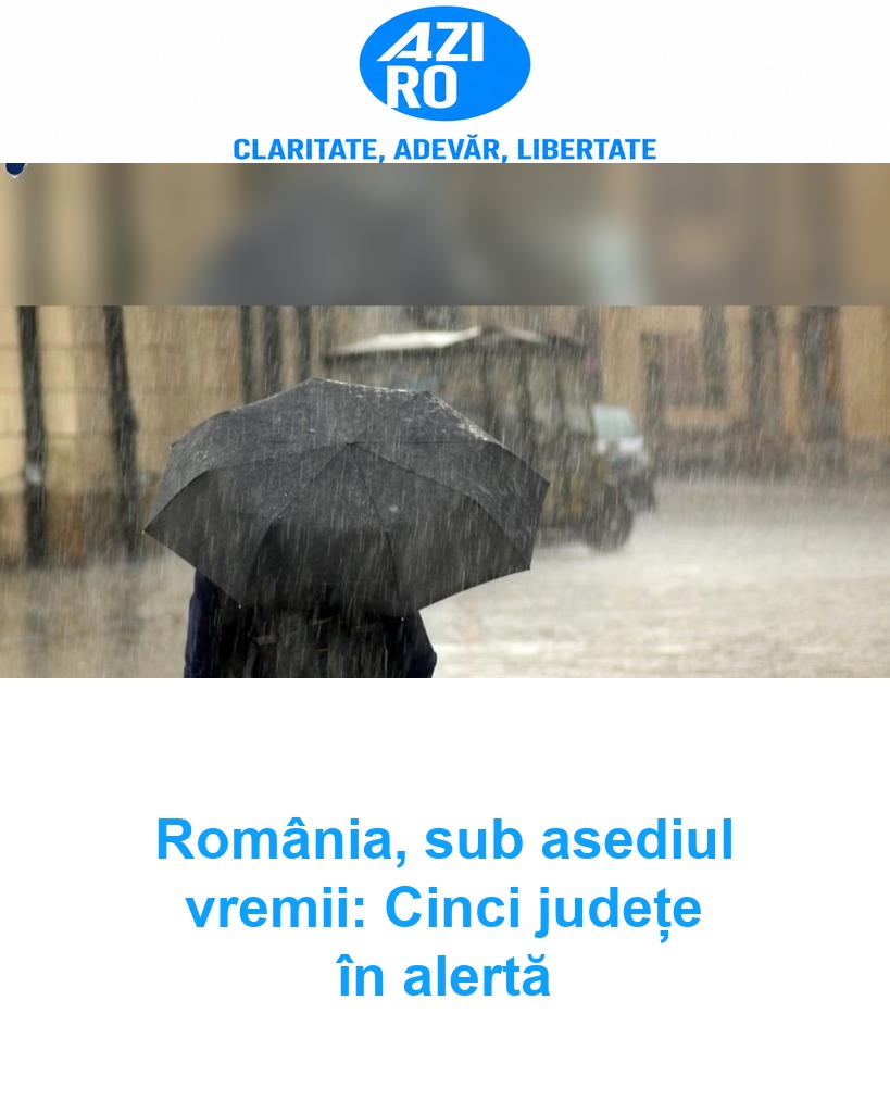 România, sub asediul vremii: Cinci județe în alertă