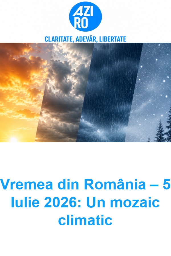 Vremea din România – 5 Iulie 2026: Un mozaic climatic