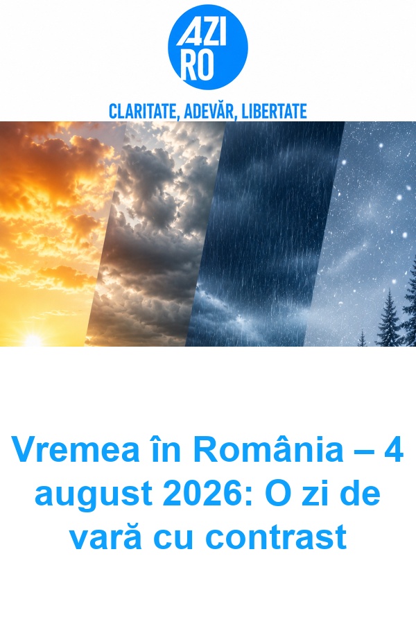 Vremea în România – 4 august 2026: O zi de vară cu contrast