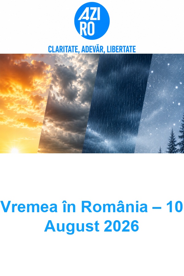 Vremea în România – 10 August 2026