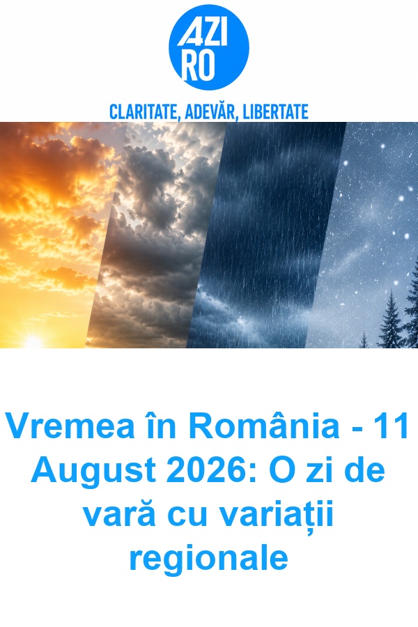 Vremea în România – 11 August 2026: O zi de vară cu variații regionale
