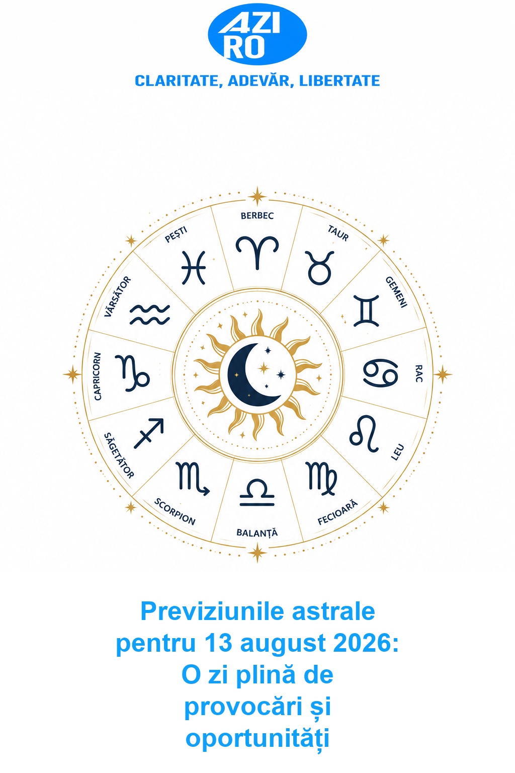 Previziunile astrale pentru 13 august 2026: O zi plină de provocări și oportunități