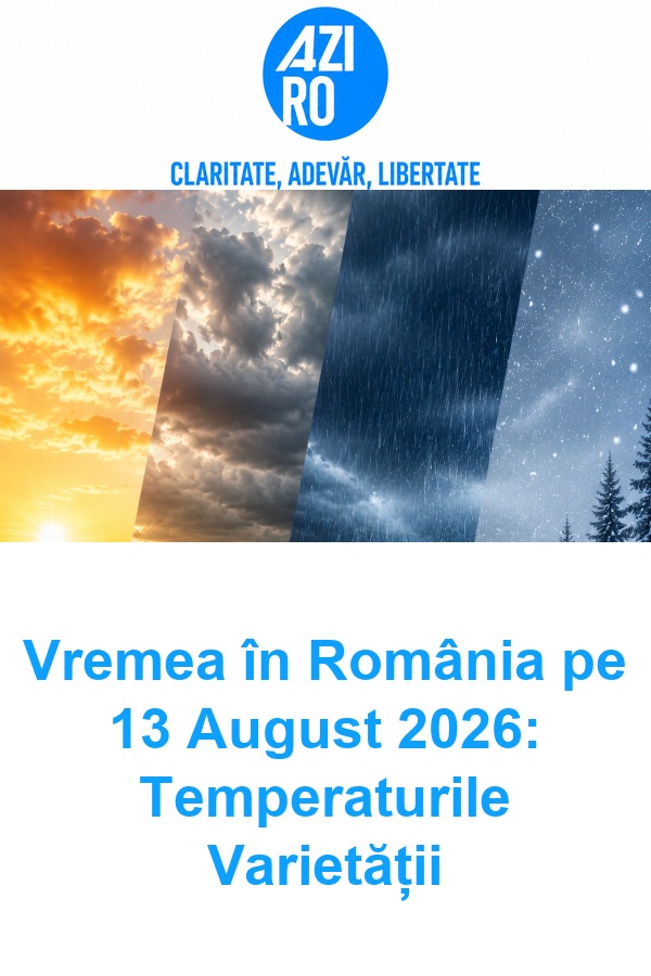Vremea în România pe 13 August 2026: Temperaturile Varietății