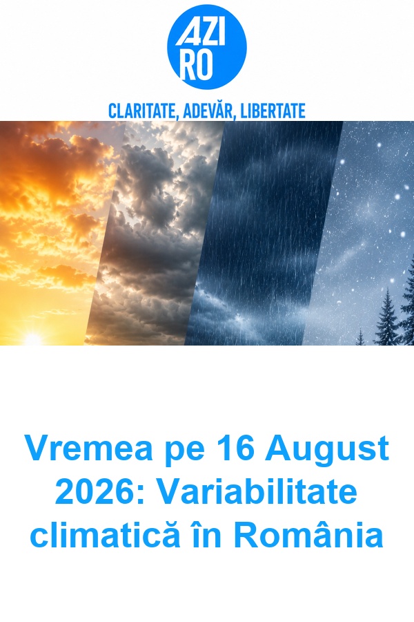 Vremea pe 16 August 2026: Variabilitate climatică în România