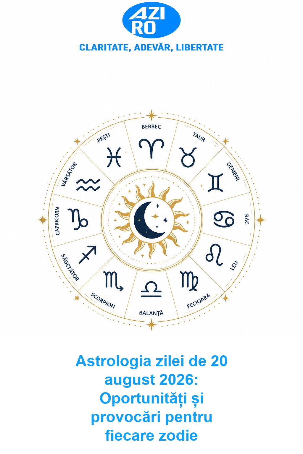 Astrologia zilei de 20 august 2026: Oportunități și provocări pentru fiecare zodie