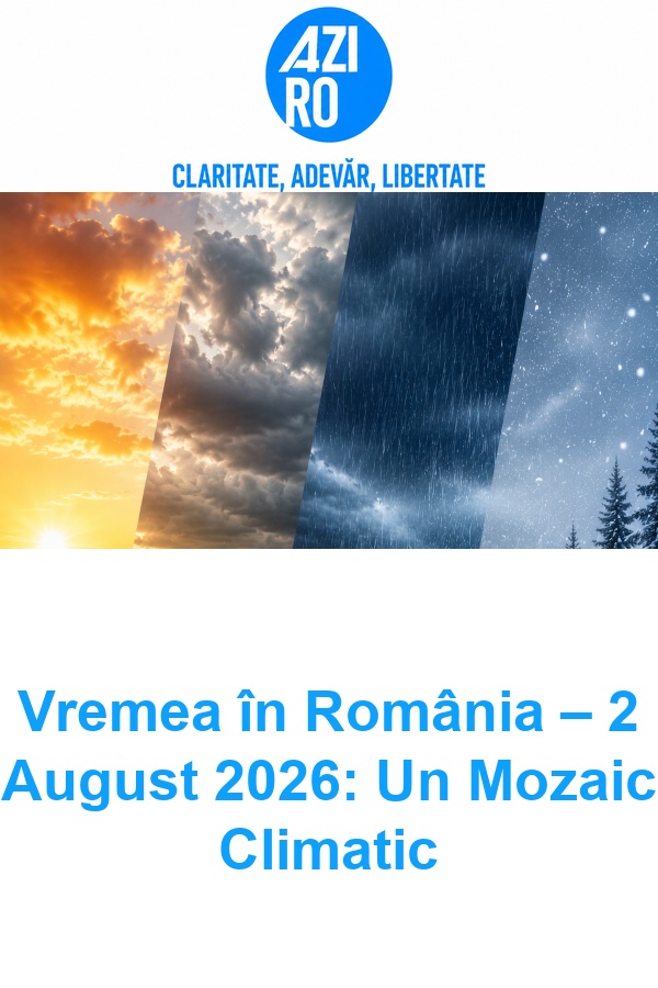 Vremea în România – 2 August 2026: Un Mozaic Climatic