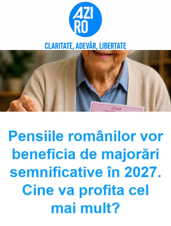 Pensiile românilor vor beneficia de majorări semnificative în 2027. Cine va profita cel mai mult?