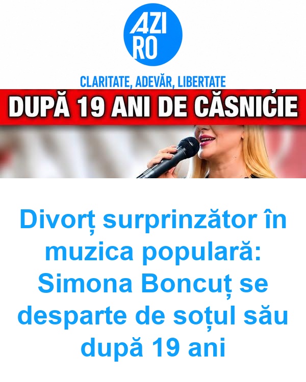 Divorț surprinzător în muzica populară: Simona Boncuț se desparte de soțul său după 19 ani