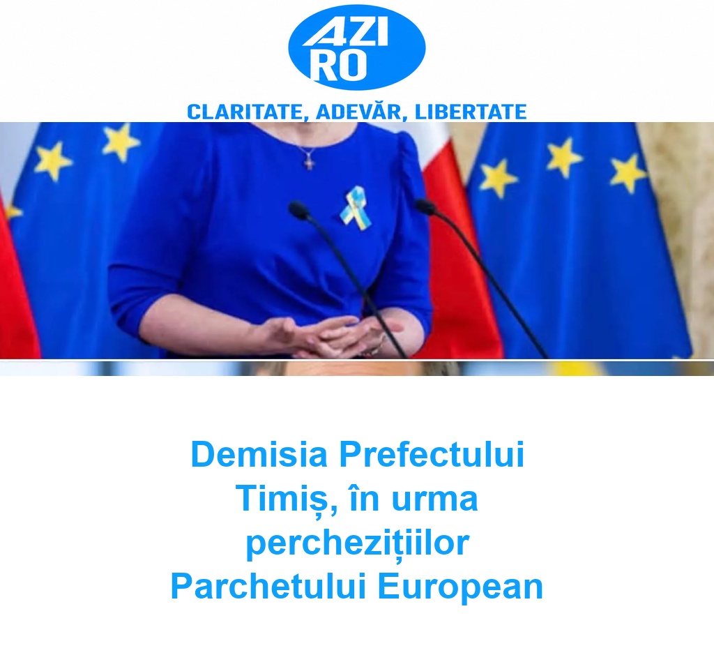 Demisia Prefectului Timiș, în urma perchezițiilor Parchetului European
